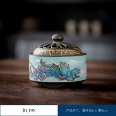 Thác Khói Trầm Hương hình trụ - lư gốm xông trầm Bằng Gốm Sứ Trang Trí