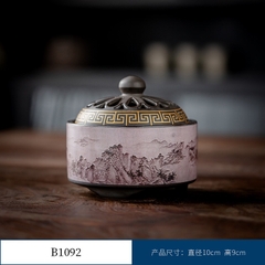 Thác Khói Trầm Hương hình trụ - lư gốm xông trầm Bằng Gốm Sứ Trang Trí