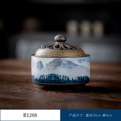 Thác Khói Trầm Hương hình trụ - lư gốm xông trầm Bằng Gốm Sứ Trang Trí