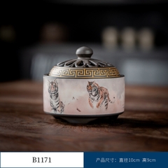 Thác Khói Trầm Hương hình trụ - lư gốm xông trầm Bằng Gốm Sứ Trang Trí