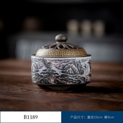 Thác Khói Trầm Hương hình trụ - lư gốm xông trầm Bằng Gốm Sứ Trang Trí