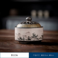 Thác Khói Trầm Hương hình trụ - lư gốm xông trầm Bằng Gốm Sứ Trang Trí