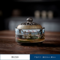 Thác Khói Trầm Hương hình trụ - lư gốm xông trầm Bằng Gốm Sứ Trang Trí