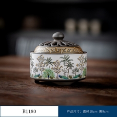 Thác Khói Trầm Hương hình trụ - lư gốm xông trầm Bằng Gốm Sứ Trang Trí