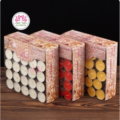 Nến Thơm - Nến Bơ Cúng Phật hộp 100 viên cháy 4h Đủ Màu, Không Mùi Không Khói