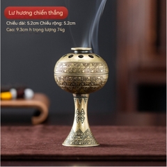 Lư Hương Hạc Cung Đình 100g – Lò Đốt Trầm Kim Loại Vạn Thọ – Kèm Đế Chống Cháy & Lỗ Cắm Nhang + Nhang Vân Mây