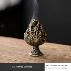 Lư Hương Hạc Cung Đình 100g – Lò Đốt Trầm Kim Loại Vạn Thọ – Kèm Đế Chống Cháy & Lỗ Cắm Nhang + Nhang Vân Mây