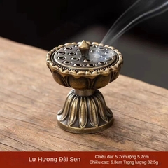 Lư Hương Hạc Cung Đình 100g – Lò Đốt Trầm Kim Loại Vạn Thọ – Kèm Đế Chống Cháy & Lỗ Cắm Nhang + Nhang Vân Mây