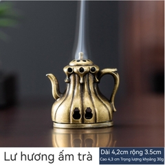 Lư Hương Hạc Cung Đình 100g – Lò Đốt Trầm Kim Loại Vạn Thọ – Kèm Đế Chống Cháy & Lỗ Cắm Nhang + Nhang Vân Mây