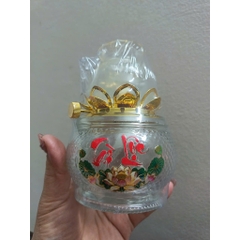 Đèn thắp dầu hoa sen thủy tinh 060 - đèn thờ cúng Gia tiên, Thần Tài. thờ Phật