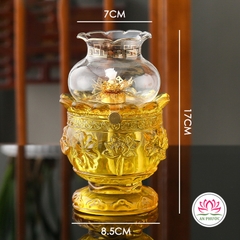 Đèn Thắp Dầu Lưu Ly Hoa Sen - Đèn Dầu Lưu Ly Hoa Sen mã 039