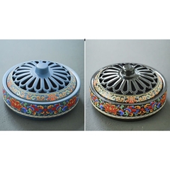 Lư Gốm Bẹt Xông Trầm Vẽ Gấm - Lò Xông Hương cao cấp