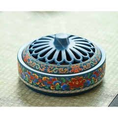 Lư Gốm Bẹt Xông Trầm Vẽ Gấm - Lò Xông Hương cao cấp