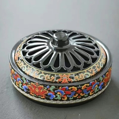 Lư Gốm Bẹt Xông Trầm Vẽ Gấm - Lò Xông Hương cao cấp