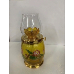 Đèn Thắp Dầu Lưu Ly Hoa Sen 6679 - Đèn Đế Đồng