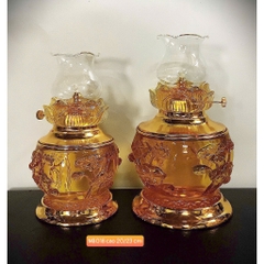 Đèn Thắp Dầu Lưu Ly AP018 - Đèn Thắp Dầu Hoa Sen Nổi