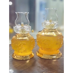 Đèn Thắp Dầu Lưu Ly AP018 - Đèn Thắp Dầu Hoa Sen Nổi