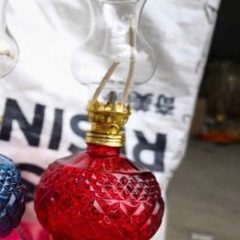 Đèn Dầu Vân Trám - Đèn Thắp Dầu Thủy Tinh Bầu Tròn  lưu ly để ban thờ thần tài, ban thờ thổ địa, ban thờ gia tiên(180ml)