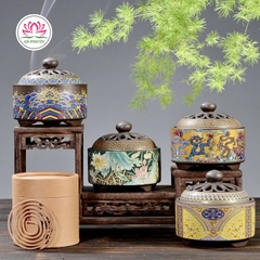 Lư Xông Trầm Hương - Đỉnh Đốt Nhang Bằng Gốm Sứ Cao Cấp Có Hoa Văn Chạm Khắc rồng, sen, chú