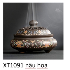 Lư Xông Trầm Hương - Đỉnh Đốt Nhang Bằng Gốm Sứ Cao Cấp Có Hoa Văn Chạm Khắc rồng, sen, chú