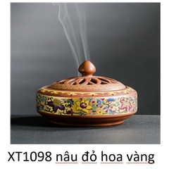 Lư Xông Trầm Hương - Đỉnh Đốt Nhang Bằng Gốm Sứ Cao Cấp Có Hoa Văn Chạm Khắc rồng, sen, chú