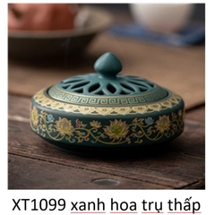 Lư Xông Trầm Hương - Đỉnh Đốt Nhang Bằng Gốm Sứ Cao Cấp Có Hoa Văn Chạm Khắc rồng, sen, chú