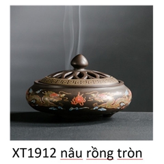 Lư Xông Trầm Hương - Đỉnh Đốt Nhang Bằng Gốm Sứ Cao Cấp Có Hoa Văn Chạm Khắc rồng, sen, chú