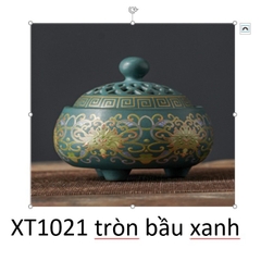 Lư Xông Trầm Hương - Đỉnh Đốt Nhang Bằng Gốm Sứ Cao Cấp Có Hoa Văn Chạm Khắc rồng, sen, chú