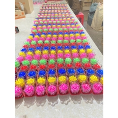 Nến Thơm Ngũ Sắc Thần Tài - Bộ 5 Cốc Thủy Tinh 8 Giờ - Nến Hoa Nghệ Thuật (TH)