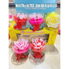 Bộ Nến Hoa T03 - Ly Nến Hoa Nghệ Thuật  - Bộ 6 Cốc Nến Thơm 20 Giờ