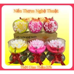 Bộ Nến Hoa T03 - Ly Nến Hoa Nghệ Thuật  - Bộ 6 Cốc Nến Thơm 20 Giờ