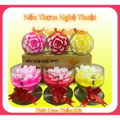 Bộ Nến Hoa T03 - Ly Nến Hoa Nghệ Thuật  - Bộ 6 Cốc Nến Thơm 20 Giờ