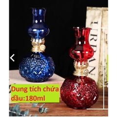 Đèn Dầu Vân Trám - Đèn Thắp Dầu Thủy Tinh Bầu Tròn  lưu ly để ban thờ thần tài, ban thờ thổ địa, ban thờ gia tiên(180ml)