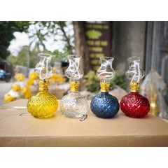 Đèn Dầu Vân Trám - Đèn Thắp Dầu Thủy Tinh Bầu Tròn  lưu ly để ban thờ thần tài, ban thờ thổ địa, ban thờ gia tiên(180ml)