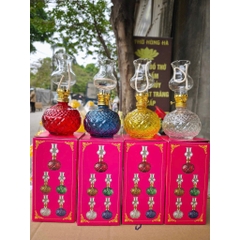 Đèn Dầu Vân Trám - Đèn Thắp Dầu Thủy Tinh Bầu Tròn  lưu ly để ban thờ thần tài, ban thờ thổ địa, ban thờ gia tiên(180ml)