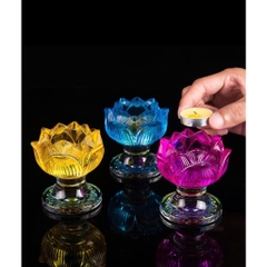 ĐẾ NẾN HOA SEN THỦY TINH CAO CẤP - PHONG THỦY MAY MẮN