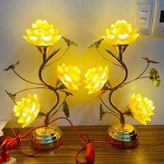 Đèn Điện Hoa Sen Lưu Ly 3 Bông dáng cao 40 - 50 - 60 cm