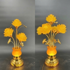 Cặp Đèn Hoa Sen Vàng- Đèn Thờ Gia Tiên, Đèn Trang Trí Bàn Thờ– Mẫu 3 Bông / 5 Bông