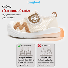 Giày tập đi cho bé TINYFEET WJ20 vải lưới thoáng khí, chống bẹt chân
