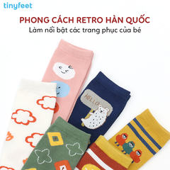 Tất Vớ cao cổ TINYFEET KS05 họa tiết Retro Hàn Quốc xinh xắn