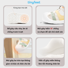 Giày tập đi cho bé TINYFEET WJ17 thể thao, thoáng khí, chống bẹt chân
