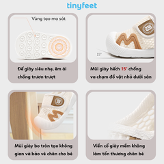 Giày tập đi cho bé TINYFEET WJ20 vải lưới thoáng khí, chống bẹt chân