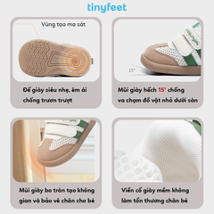 Giày tập đi cho bé TINYFEET WJ31 phong cách Samba, vải lưới thoáng khí