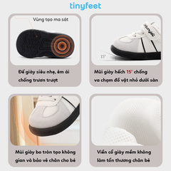 Giày tập đi cho bé TINYFEET WJ29 phong cách Samba, chống bẹt chân