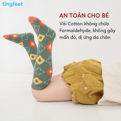 Tất Vớ cao cổ TINYFEET KS05 họa tiết Retro Hàn Quốc xinh xắn