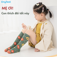 Tất Vớ cao cổ TINYFEET KS05 họa tiết Retro Hàn Quốc xinh xắn