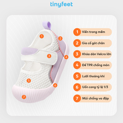 Giày tập đi cho bé TINYFEET WJ03 thiết kế basic, thoáng khí