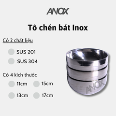 Tô chén bát Inox 304 Thiết kế Hàn Quốc | Hai lớp cách nhiệt | Hàng Việt Nam - Thương hiệu ANOX