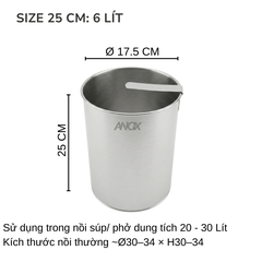 Lòng Trụng Inox 430 ANOX Cho Nồi Hủ Tiếu | Trụng Phở, Bún Chống Rỉ | Đường kính 17.5 cm