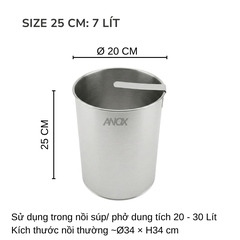 Lòng Trụng Inox 430 ANOX Cho Nồi Hủ Tiếu | Trụng Phở, Bún Chống Rỉ | Đường kính 20cm